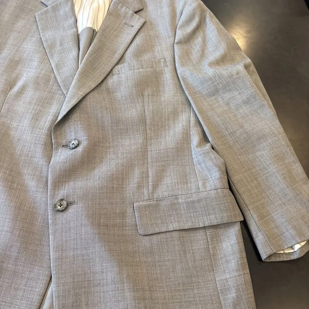 TOMMY HILFIGER Everyday Tan Virgin Wool Suit Sz42R Vintage Made In USA Americana